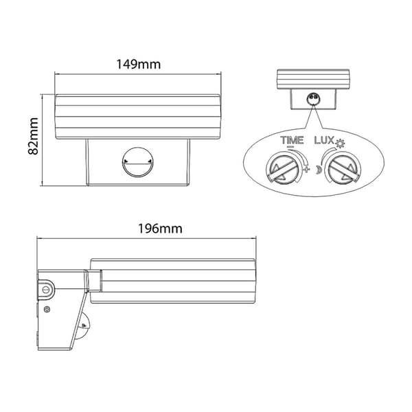 Maclean LED-lampa, väggmonterad, med PIR-sensor, PC+ALU, 20W, 1700lm, IP65, Neutralvit 4000K, grå, MCE365