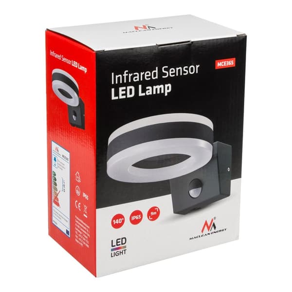 Maclean LED-valaisin, seinälle asennettava, PIR-anturilla, PC+ALU, 20W, 1700lm, IP65, neutraali valkoinen 4000K, harmaa, MCE365