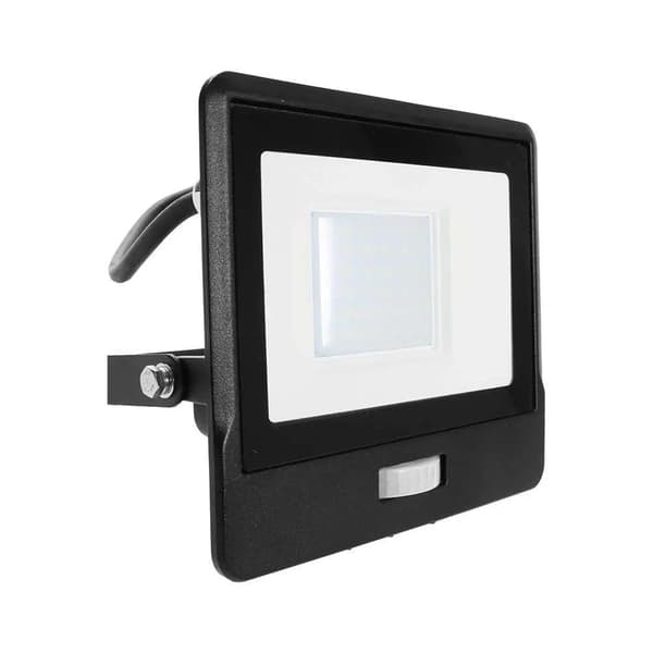 LED-projektor V-TAC 30W SAMSUNG CHIP bevægelsessensor sort kabel 1M VT-138S-1 6400K 2340lm 5 års garanti