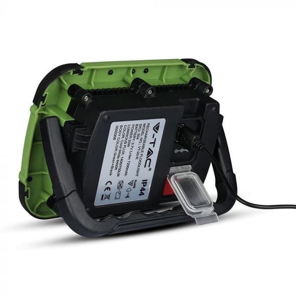 V-TAC 20W USB-uppladdningsbar LED-projektor SAMSUNG CHIP SOS-funktion 3,7V Li-jon IP44 VT-20-R 4000K 1400lm