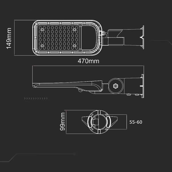 V-TAC SAMSUNG CHIP LED gadelampe med styring og lyssensor 50W 120Lm/W VT-59ST-S 4000K 5000lm