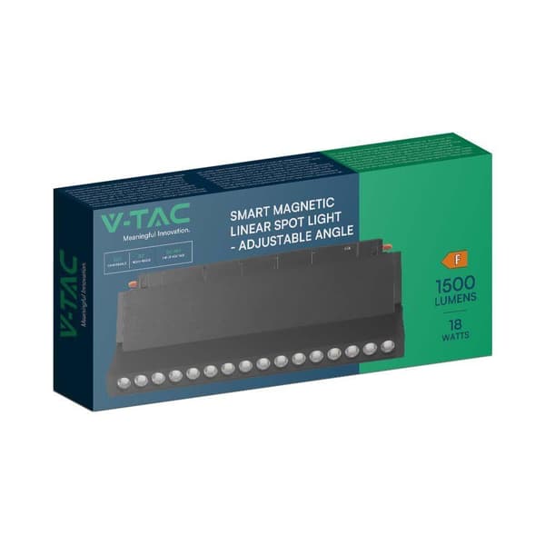 Skenbelysning 48V V-TAC 18W LED SMART WiFi TRACKLIGHT 3in1 Svart VT-3618 2700K-6400K 1500lm