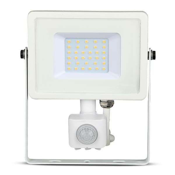 LED-projektor V-TAC VT-30-SW 30W SAMSUNG CHIP Bevægelsessensor 6400K 2400lm (SKU 459) Hvid