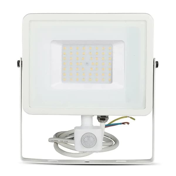 LED-projektor V-TAC VT-50-SW 50W SAMSUNG CHIP Bevægelsessensor 3000K 4000lm (SKU 466) Hvid