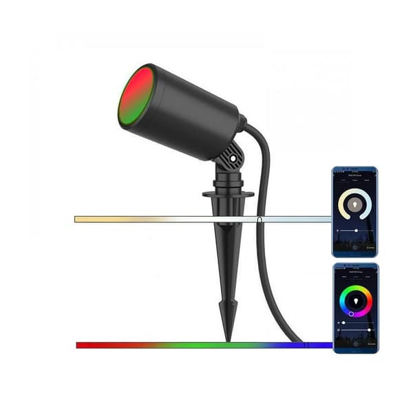 Trädgårdsarmatur V-TAC VT-5167 7W LED SMART WiFI IP65 RGB+3000K-6500K 520lm (SKU 3014) Svart