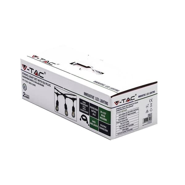 Havegirlande V-TAC (reb) 5 meter 10 lampefatninger E27 gummi+fatning IP54 VT-7135