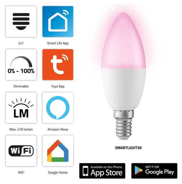 Alecto SMARTLIGHT30 - Smart LED-pære med Wi-Fi