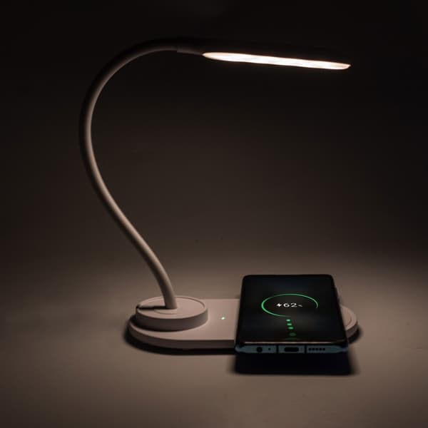 Denver LQI-55 - LED-bordlampe med fleksibel arm og trådløs oplader