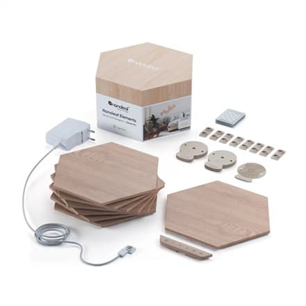 Nanoleaf Elements Trælook Sekskanter Starter Kit (7 paneler) Hvid