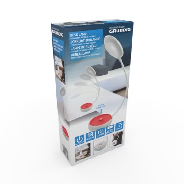 Grundig-SammenklappeligLEDkontorlampe15cm(orange)