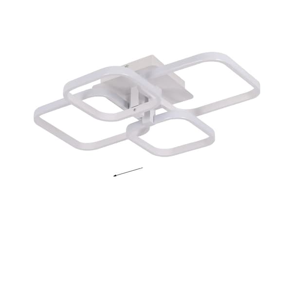Moderne Loftlampe, 4 Cirkel Design, Justerbart Varm/Kold Lys,4hoveder firkantet, Kold Hvid