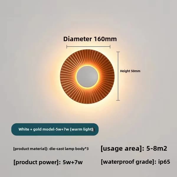 Pohjoismainen minimalistinen seinävalaisin, vedenkestävä muotoilu, energiatehokas,Kultainen A-a, lämmin valo