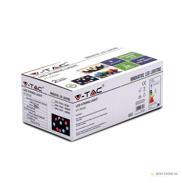 V-TAC Havegirlande (kæde) LED 5 meter 10 pærer 0,5W VT-70510 3000K 480lm