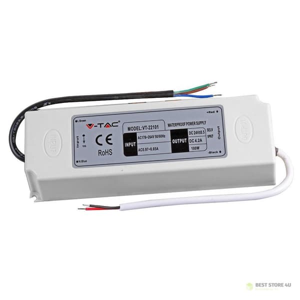 LED-strømforsyning V-TAC 100W 24V 4.16A IP65 VT-22101