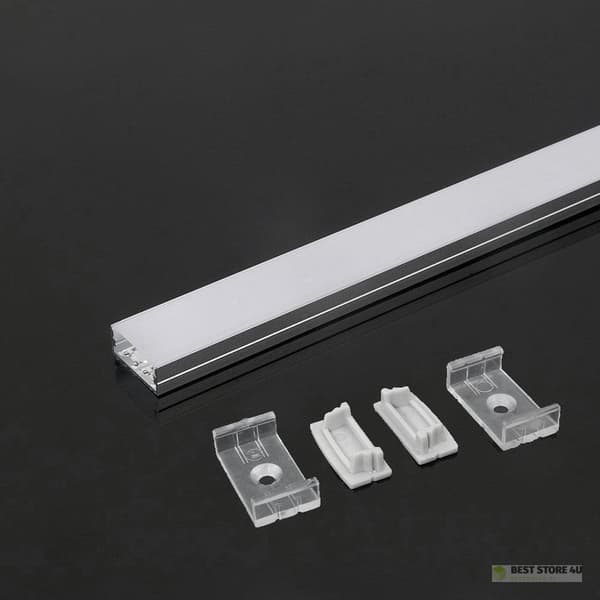 V-TAC Aluminiumprofil 2mb Anodiseret, Mælkefarvet, Til to 21,5 mm bånd VT-8108