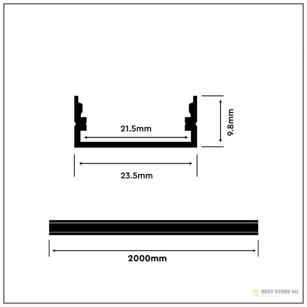 V-TAC Aluminiumprofil 2mb Anodiseret, Mælkefarvet, Til to 21,5 mm bånd VT-8108