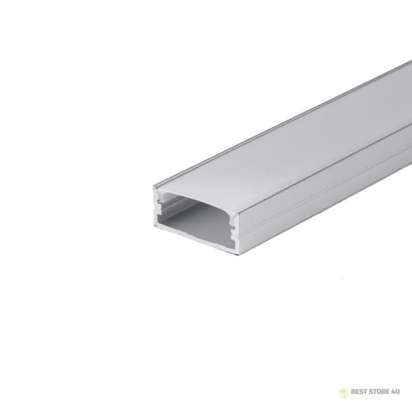 V-TAC Aluminiumprofil 2mb Anodiseret, Mælkefarvet, Til to 21,5 mm bånd VT-8108