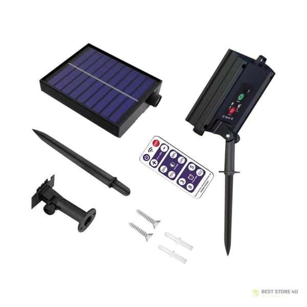 Solcellsdriven trädgårdsgirlang med V-TAC fjärrkontroll 12 meter 10 glödlampor 0,5W IP44 VT-70512 3000K 300lm