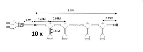 GUIRLANDE 10 METER (UDDEN PÆRER)
