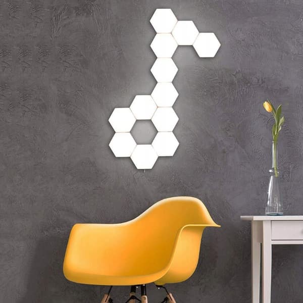 SÆT MED 8 LED VÆGLAMPER HEXAGON HEXAGON HVID TOUCH Quantum