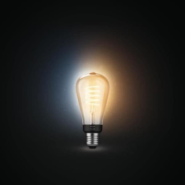 Philips Hue White Ambiance, E27 Filament ST64 Connected LED-pære, Bluetooth-kompatibel, fungerer med Alexa, Google og HomeKit