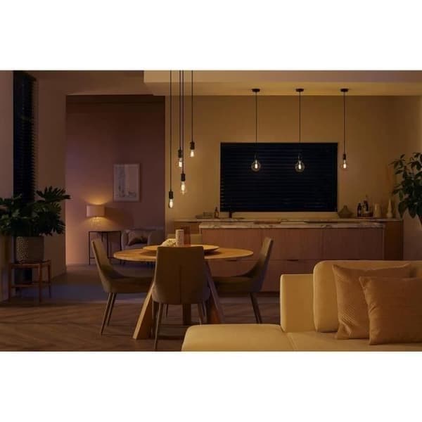 Philips Hue White Ambiance, E27 Filament ST64 Connected LED-pære, Bluetooth-kompatibel, fungerer med Alexa, Google og HomeKit