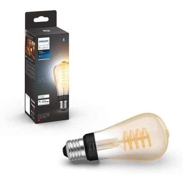 Philips Hue White Ambiance, E27 Filament ST64 Smart LED-pære, Bluetooth-kompatibel, fungerer med Alexa, Google Home og Homekit