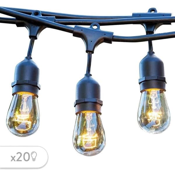Ulkokäyttöön tarkoitettu valosarja - LUMISKY - MAFY 20 LIGHT - 10 m - 20 vintage-polttimoa - E27 - lämmin valkoinen LED