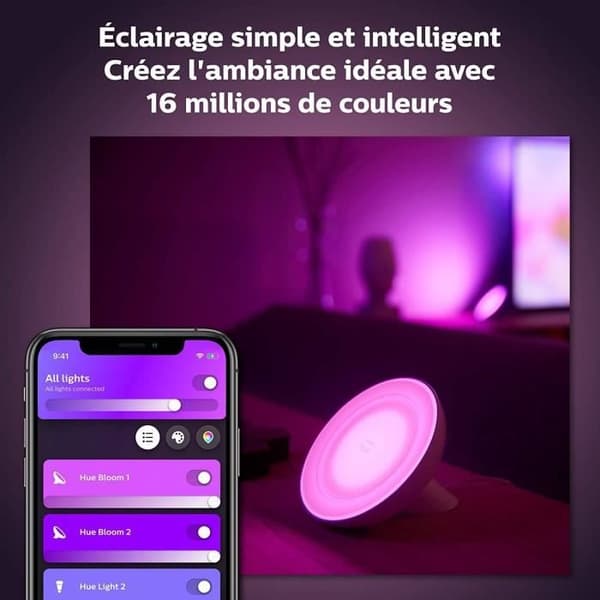 Philips Hue White & Color Ambiance, Bloom-lamppu, musta, Bluetooth-yhteensopiva, toimii Alexan, Googlen ja HomeKitin kanssa
