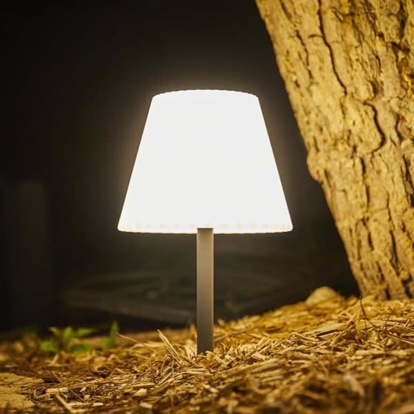 i 1 solcelledrevet bordlampe til plantning eller placering - LUMISKY - BOUFFANT - H62 cm - Dæmpbar hvid LED