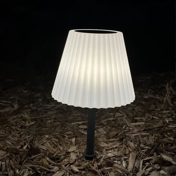 i 1 solcelledrevet bordlampe til plantning eller placering - LUMISKY - BOUFFANT - H62 cm - Dæmpbar hvid LED