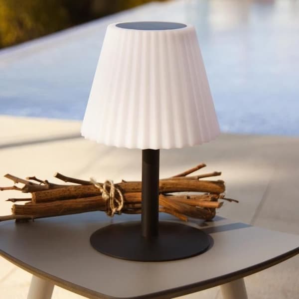 i 1 solcelledrevet bordlampe til plantning eller placering - LUMISKY - BOUFFANT - H62 cm - Dæmpbar hvid LED