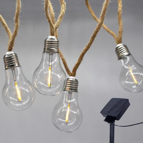 Solcellelyskæde - LUMISKY - FANTASY CORD SOLAR - 7,50 m - Reb 10 transparente lys - Varm hvid LED