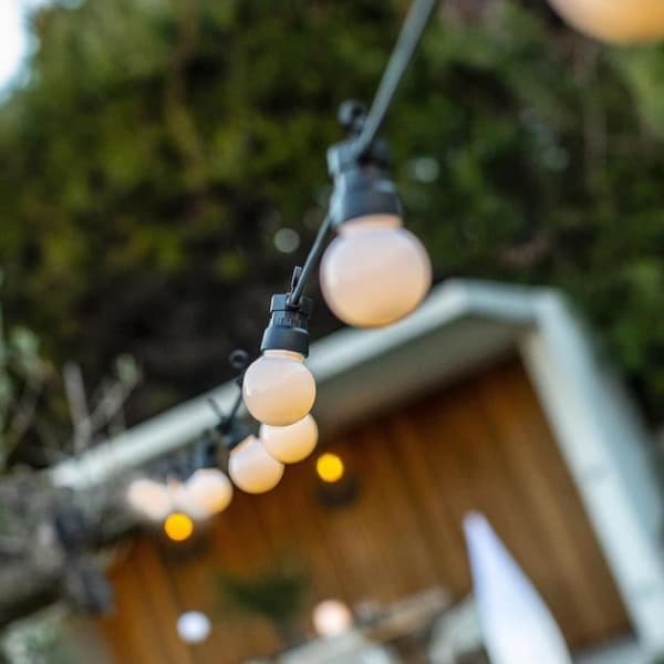 Solcellsljusslinga - LUMISKY - PARTY MILKY SOLAR - 5,70 m - 8 lägen - 10 varmvita LED-kulor