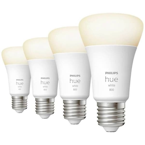 Philips Hue White, E27 ansluten LED-lampa, motsvarande 60 W, 800 lumen, Bluetooth-kompatibel, 4-pack