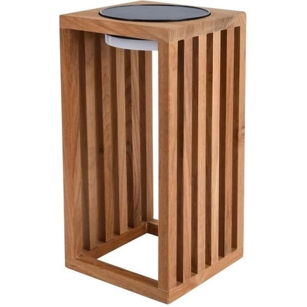 Koristeellinen aurinkolyhty - LUMISKY - CHENNAI - K30 cm - Massiivi tiikkipuuta - Lämmin valkoinen LED
