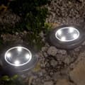 Miniatyrbillede 4 af 4: Sæt med 8 runde solcelleprojektører i rustfrit stål til indbygget eller indbygget installation - LUMISKY - DECKY - Kold hvid LED - Ø12 cm