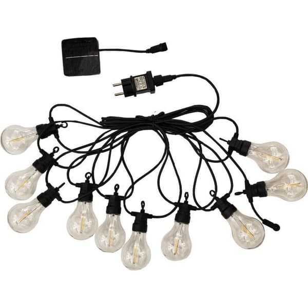 Utomhusbelysningsgirlang - LUMISKY - PARTY CLEAR HYBRID - 7,50 m - Solcells- och nätdriven - 10 glober - Varmvit LED