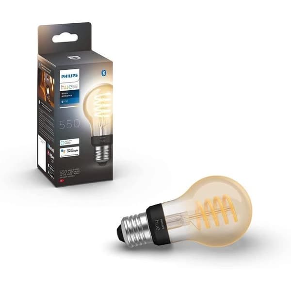 Philips Hue White Ambiance, E27 LED-glödlampa med smart kabel, Bluetooth-kompatibel, fungerar med Alexa, Google och Homekit