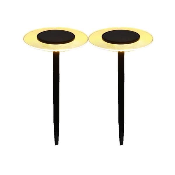 2 aurinkokennolla toimivan varren valosetti - LUMISKY - UFO - K35 cm - Lämmin valkoinen LED