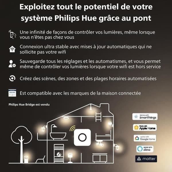 Tilsluttet lampe - PHILIPS HUE - MR16 - Hvidt lys - Bluetooth-kompatibel - Pakke med 2 - Fungerer med app og stemme