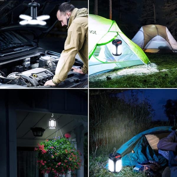 Bomclap 1200mAh LED solfyldt campinglanterne genopladelig via USB | 6 tilstande inkl. SOS | Vandafvisende IP64 | Transportabelt telt og udendørs lampe