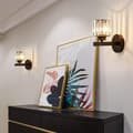Miniatyrbild 5 av 7: Bomclap Kristallvägglampa Modern Design, Dekorativ Belysning för Sovrum & Hall, Glaslampkäglor, Svart, E27 Fattning (utan lampa)