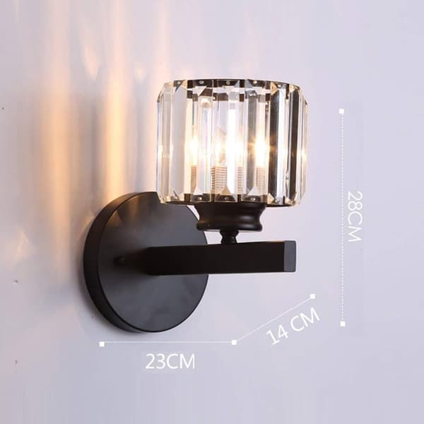 Bomclap Kristallvägglampa Modern Design, Dekorativ Belysning för Sovrum & Hall, Glaslampkäglor, Svart, E27 Fattning (utan lampa)