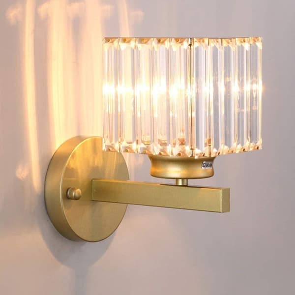 Bomclap sort krystal væglampe med trefarvet lys, moderne belysning til spejl og badeværelse, E27 armatur (lampe inkluderet)