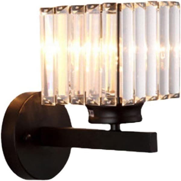 Bomclap Sort Moderne Krystal Væglampe, Badeværelse Spejl & Soveværelse Belysning, Firkantet Glas Lampekegle, E27 Lampeholder (uden lampe)