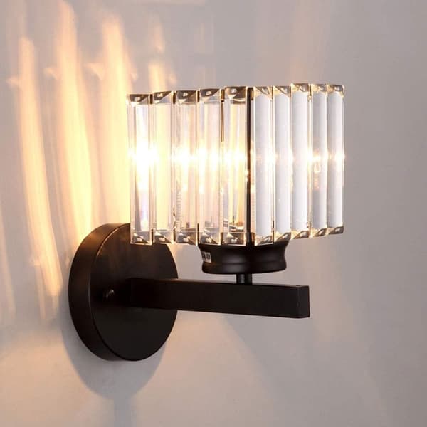 Bomclap Sort Moderne Krystal Væglampe, Badeværelse Spejl & Soveværelse Belysning, Firkantet Glas Lampekegle, E27 Lampeholder (uden lampe)
