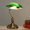 Miniatyrbillede 5 af 7: Bomclap Grøn Antik Bænklampe UL-godkendt, Messing Detaljer & Lynlås, E27 Bibliotekslampe til Kontor/Studierum