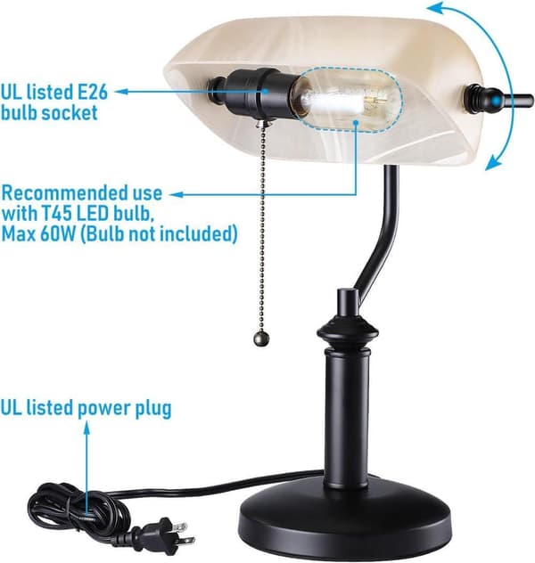 Bomclap Classic Bænklampe med Lynlås, Sort Isvaffel & Guld/Sort E27 Mount, Kontorbelysning til Klaver/Studierum