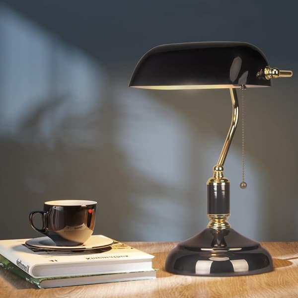 Bomclap Classic Bænklampe med Lynlås, Sort Isvaffel & Guld/Sort E27 Mount, Kontorbelysning til Klaver/Studierum